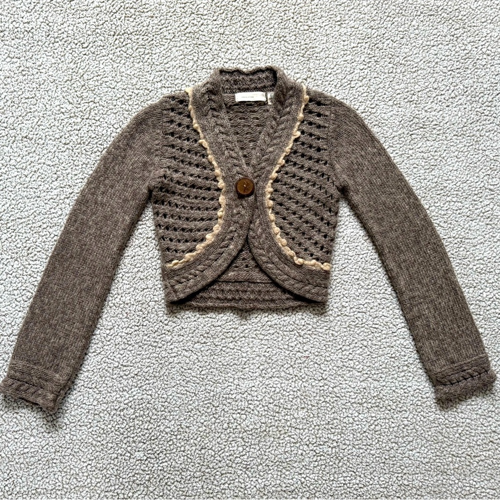 Anthropologie Brown and Cream Cardigan Sweater